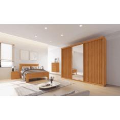 Guarda Roupa Casal Ripado com Espelho 3 Portas 6 Gavetas - Pacioli Sky - Móveis Bettio