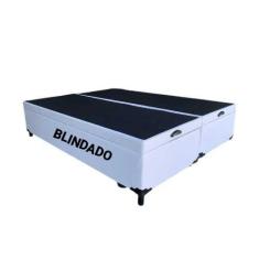 Cama Box Baú King Bipartido Blindado Linhão Branco Com Pistão A Gás