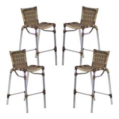 Kit 4 Banquetas Fortaleza Em Alumínio Alta Edícula Cozinha e Balcao