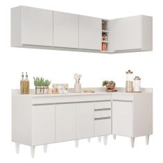 Armário De Cozinha Modulado De Canto Esquerdo 4 Peças Cp50 Balcão Com Tampo Branco - Lumil