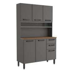Cozinha Compacta Bertolini Estilo 6 Portas 2 Gavetas em Aço Grafite