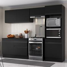 Armário De Cozinha Compacta 4 Peças Com Rodapé MP2193 Made Multimóveis Preto