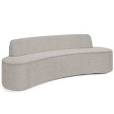 Sofá 3 Lugares Curvo Sala De Estar Living Cancún D02 Bouclê Bege 210 Cm B-62