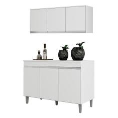 Kit Cozinha Balcão Manu 120cm com Tampo MDP e Aéreo Andréia - AJL Móveis