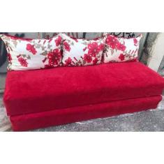 Sofá Cama Multiuso Vermelho Floral