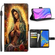 Capa carteira para A01 A02S A03S A10 A10e A10s A11 A12 A13 A14 A20s A20e A21s A22 A23 A24 4G/5G com Virgem Maria Senhora de Guadalupe-Art cc35 Design PU Couro Flip Folio Kickstand/974 (Color : Virgin