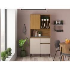 Armário Kit Cozinha com 3 Portas, 1 Gaveta Ac4310 Naturalle/Cristalo/Petra