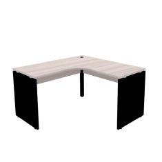 Mesa Em L P/ Escritório 135X135 Pandin P25 - Nogueira/Preto