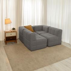 Sofá Guldi Popup com 2 Módulos Canto e 2 Centrais Linho Cinza