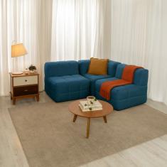 Sofá Guldi Popup com 2 Módulos Centrais e Canto Linho Azul