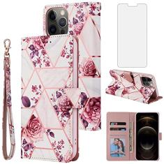 Asuwish Compatível com iPhone 12 Mini 5.4 Capa carteira de vidro temperado protetor de tela de couro flip suporte para cartão capa de celular para iPhone12mini 5G i 12s iPhone12 12mini mulheres homens
