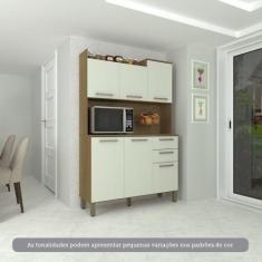 Cozinha Compacta 6 Portas E 2 Gavetas Com Tampo Luciane Móveis Carvalh