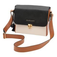 Bolsa de Couro Mariart Âmbar, Camel, Preto