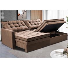 Sofá Sem Caixa Retrátil Baú 2,00m Cama inBox Secret Suede Velusoft Castor
