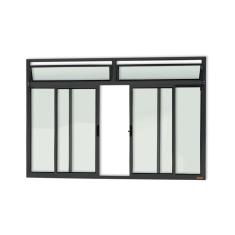 Janela Plus 4 Folhas Com Bandeira Vidro Liso 100cm X 200cm Brimak Preto
