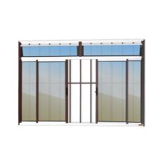 Janela Plus 4 Folhas Com Bandeira E Grade Vidro Reflex 120cm X 150cm Brimak Mix Corten
