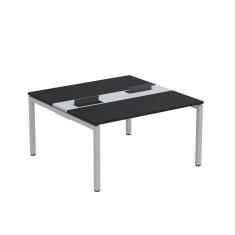 Mesa Plataforma Dupla Com Pé De Aço Para Coworking 140x140-2p Pdc14-14-2p Preto-cinza