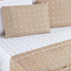 Jogo De Lençol Casal Padrão Petit Poa 200 Fios 4 Peças Cor Poa Caqui