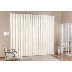 Cortina  Nicole 4 Metros Palha Tecido Microfibra Com Renda Floral Sala