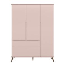 Guarda Roupas Infantil 3 Portas 2 Gavetas Valência Rose Acetinado - ÉdeCasaMóveis
