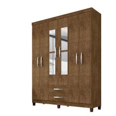 Guarda Roupa De Casal 6 Portas e 2 Gavetas Com Espelho Manchester - Malbec - ÉdeCasaMóveis