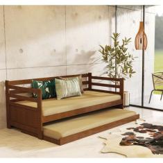 Sofá Cama em Madeira Vintage Enjoy - Imbuia - ATRAENTE MOVEIS
