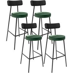 Kit 04 Banquetas Alta Bar Cozinha Sala Jantar Milão L02 material sinté
