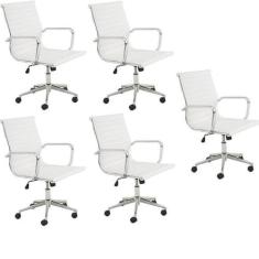 Kit 5 Cadeiras de Escritório Diretor Esteirinha em material sintético 