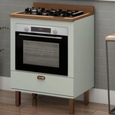 Balcão de Cozinha 70cm Iluminata 100% Mdf com Espaço para Forno Mint - Genialflex