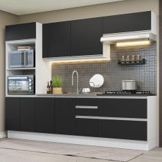 Armário De Cozinha Completa 100% Mdf 270cm Branco/preto Acordes Madesa 06