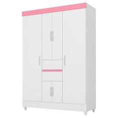 Guarda Roupa Casal Flex 6 Portas 2 Gavetas Ecom Ii D02 Branco-rosa-branco - Mpozenato