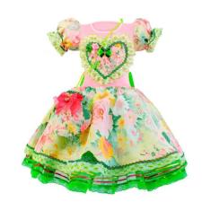 Fantasia Vestido Festa Junina Menina Infantil Com Bolsinha - Roça De V
