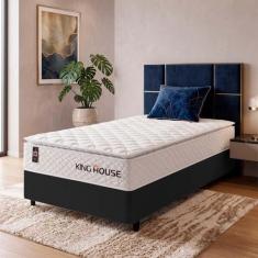 Conjunto Cama Box c/ Molas Ensacadas New Moon Branco Solteiro 88x188x6