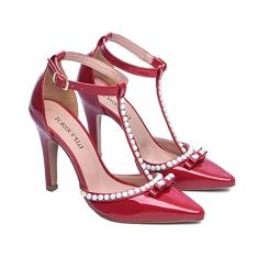 Sapato Scarpin Feminino Torricella Verniz c/Pérolas 6 Cores (39, Vermelho)