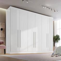 Guarda-roupa Casal Ripado 6 Portas 6 Gavetas Paris Plus D Doro Branco
