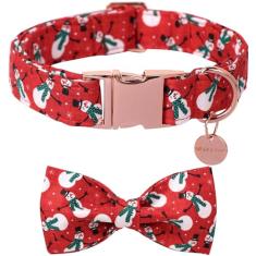 UP URARA PUP Coleira de Natal para cães com gravata borboleta, coleira de Natal para filhotes, meninas, meninos, cães ou gatos, gravata borboleta com fivela de metal durável, coleira fofa para animais