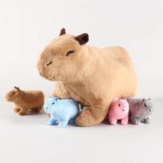 Pelúcia Capivara Grávida- 4 filhotes - JC Shop 