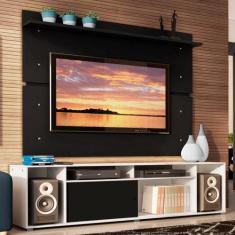 Rack Madesa Cancun e Painel para TV até 65 Polegadas - Branco/Preto/Pr