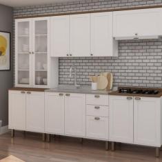 Cozinha Modulada com Cristaleira e Balcão para Cooktop 100% Mdf Ilumin