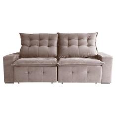 Sofá 3 Lugares Retrátil e Reclinável França Suede Marrom - Mobly