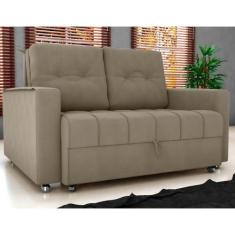 Sofá Cama 2 Lugares Duleek Veludo Maserati Cappuccino - CasaH