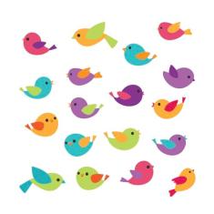 Adesivo de Parede Passarinhos Coloridos 18un Cobre 1m²