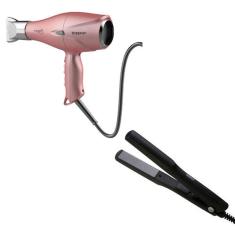 Kit Taiff 127V - Secador De Cabelo Profissional Taiff Fox Ion 3 Rose 2200W + Prancha Ceramic 180°C