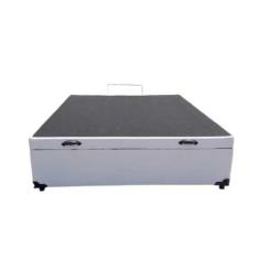 Cama Box Baú Viuvão Blindado Sintético Branco Com 128Cm de Largura