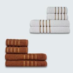 Jogo De Toalhas 8 Pea Coleo Montreal 100% Algodo Branco+marrom - Toalh