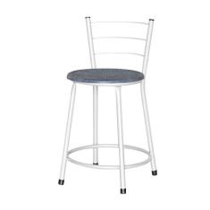 Banqueta Baixa Assento Ratan Branca Retro - Lamar Design, Azul