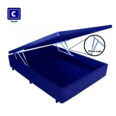 Cama Box Baú Casal Suede Azul 138x188 - RR COLCHOES