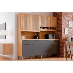 Cozinha Compacta Kit Concord C- 8 Portas E 2 Gavetas 200x206cm Amendoa-grafite - Ronipa