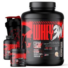 Whey Protein 3w 1,8Kg + Bcaa + Creatina + Shaker-Unissex