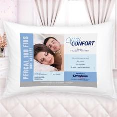 Travesseiro Ortobom Max Confort Tecido Percal 180 Fios Fibra Siliconizada Antialérgico 70 x 50cm